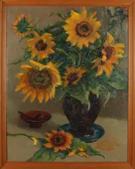 Frans Mars, Vaas met zonnebloemen, Olieverf op linnen