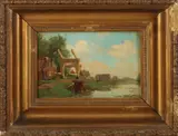 Monogram W.A.K, Hollands landschap, Olieverf op paneel