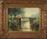 M. Ottee, Brug bij Giethoorn, Olieverf op linnen