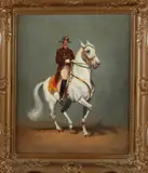 J. Plank, Figuur te paard, Olieverf op paneel