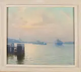 Henk Dekker, Rotterdams havengezicht, Olieverf op linnen
