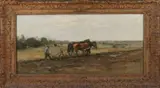 Ploegende boer met paardenspan by Willem George Frederik Jansen, Olieverf op linnen, offered Jul 2021