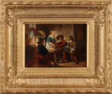 Onduid. gesign., Figuren in taveerne, Olieverf op paneel