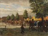 C. Schermer, Paardenmarkt, Olieverf op linnen