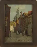 Herman  Bogman, Stadsgezicht, Olieverf op paneel