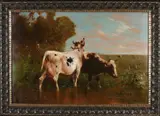 Henry Schouten, Landschap met koeien, Olieverf op linnen