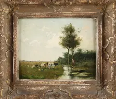 Willem Cornelis Rip, Melktijd, Olieverf op paneel