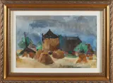Jan Nolte, Boerderij in Overijssel, Aquarel op papier