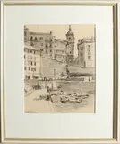 Jaap Dooijewaard, Stadsgezicht San Sebastian (Spanje), Houtskool op papier