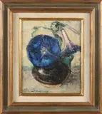 C. Sauer?, Vaas met bloemen, Olieverf op paneel
