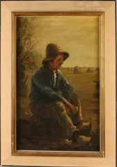Ongesigneerd? Circa, Rustende boer, Olieverf op paneel