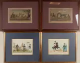 Paarden/Militaria by Vier antieke Franse prenten, Prenten op papier, offered Jul 2021