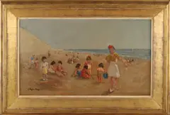 Jan Rijlaarsdam, Hollands strandgezicht, Olieverf op linnen