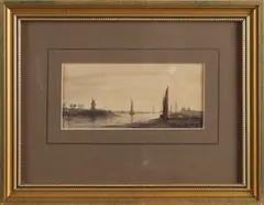 Ben Viegers, Riviergezicht, Aquarel op papier