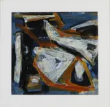 Henk Lassche, Stilleven met vis, Acryl op papier