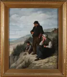 Gerrit Jan Derens, Vissersfamilie in de duinen, Olieverf op linnen