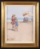 Chris van Dijk, Strandgezicht, Olieverf op papier