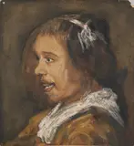 J. v.d. Linde Jr., Meisjes portret, Aquarel op papier