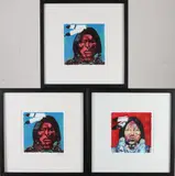 3x Espen Hagen, Indianen portretten, Lithografieën
