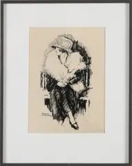 Herman Moerkerk, Zittende elegante vrouw, Oostindische inkt op papier