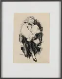 Herman Moerkerk, Zittende elegante vrouw, Oostindische inkt op papier