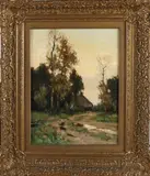 A.J. de Zwart, Landschap met boerderij, Olieverf op linnen