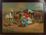 Arabisch tafereel by Onduid. gesig., Olieverf op linnen, offered Jan 2021