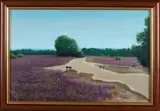 Zomers heidegezicht met wandelpad by Jan Ouwersloot, Olieverf op paneel, offered Jan 2021