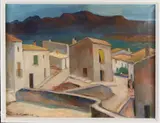 Carl Cohnen, Mediterraans dorp, Olieverf op linnen