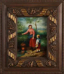 H. Beogoff, Figuren bij waterbron, Olieverf op linnen