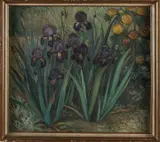 Frans Mandos, Bloemen in tuin, Olieverf op linnen
