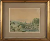 J.P. Verschuur, Duits landschap, Aquarel op papier