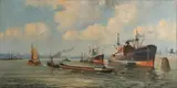 Johan Rockx, Rotterdams' havengezicht, Olieverf op linnen