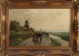 Johann Heinrich Limpert, Polderlandschap met herder en koeien, Olieverf op linnen