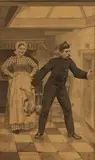 Johan Braakensiek, Soldaat gooit hond uit de keuken, Sepia op papier