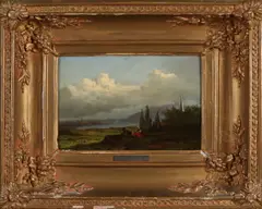 Anton Doll, Duits panoramisch landschap, Olieverf op paneel