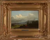 Anton Doll, Duits panoramisch landschap, Olieverf op paneel