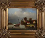 K. ten Hagen, Hollands riviergezicht, Olieverf op paneel