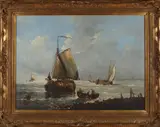 W. Bos, Hollandse platbodems op de Zuiderzee, Olieverf op linnen