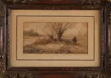 Johannes Franciscus Hoppenbrouwers, Riviergezicht met knotwilgen, Aquarel op papier