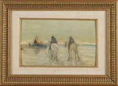 Paul Arntzenius, Strandjutten te paard, Olieverf op paneel