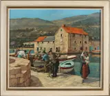 Frits Pieters, Havengezicht Dalmatië, Olieverf op linnen