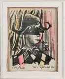 Pierrot met bloem by William Goliasch, nummer 139 & 200, Lithografie op papier, offered Oct 2020