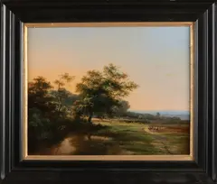 Cornelis Jan Bolt, Panoramisch landschap, Olieverf op paneel