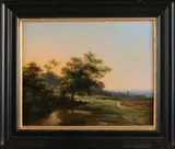 Cornelis Jan Bolt, Panoramisch landschap, Olieverf op paneel