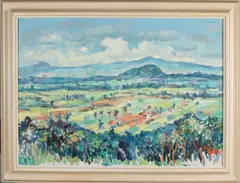 Hasan Djaafar, Indonesisch impressionistisch landschap, Olieverf op linnen