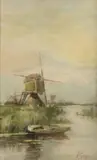 J.J. Garjeanne, Hollands poldergezicht, Aquarel op papier