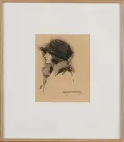 Herman Moerkerk, Dame met hoed, Houtskool op papier