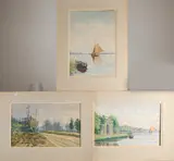 3x C.J. v.d. Vosse, Divers, Drie aquarellen van Cornelis Johanus v.d