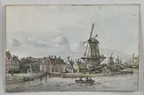 Gerrit Lamberts, Gezicht langs afgebroken wal bij Haarlemmerpoort, 1810, Aquarel, nummer 114, Oud Amsterdam in originele map